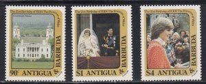 Antigua # 663-665, Princess Diana's 21st Birthday, NH, 1/2 Cat.