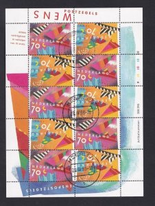 Netherlands #823-824a 1993 cancelled sheet greeting stamps 5x tete-beche pairs