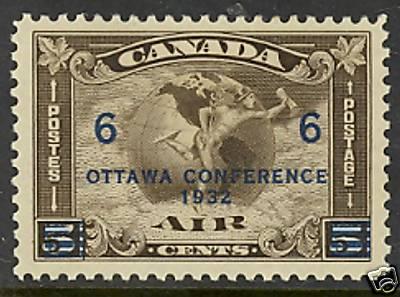 CANADA SC# C4 1932 6c Surcharged Ottawa Conference Air mail