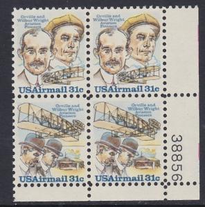 C92a Wright Brothers Plate Block MNH