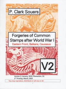 Forgeries of Common Stamps After World War I by P. Clark Souers. NEW