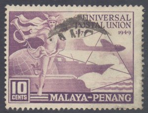 Malaya Penang Scott 23 - SG23, 1949 UPU 10c used