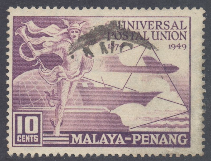 Malaya Penang Scott 23 - SG23, 1949 UPU 10c used