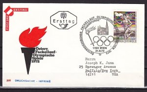Austria, Scott cat. 926. Olympic Torch Rally issue. First day cover. ^