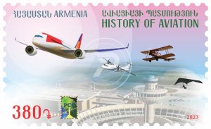 Armenia 2023 MNH** Mi 1351 RCC History of Aviation “Zvartnots” airport Airplane