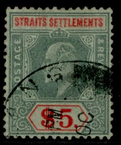 MALAYSIA - Straits EDVII SG167, $5 green & red/green, FINE USED. Cat £85.