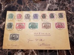 1920 Allenstein Oversize Cover to Ziegelhausen Germany Full Set Plebiscite 1