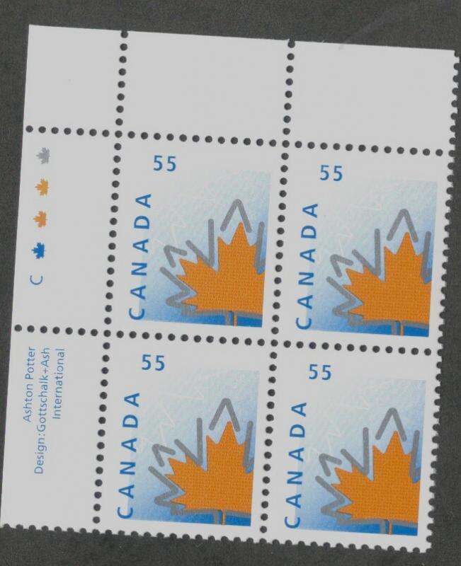 CANADA 1998 Stylized Maple Leaf MNH PL.Block UL # 1684