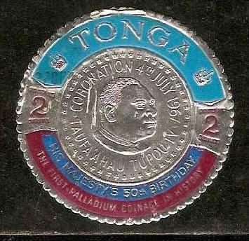 Tonga 1968 Odd Shaped, Die Cut, 2s o/p Birth Day, Paddulium Coinage, Coin, Ki...