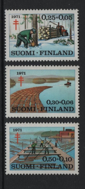 Finland   #B191-B193  MNH  1971  Timber ,  logs , sawmill