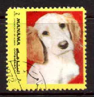 Dog, Cocker Spaniel, Manama stamp Used