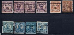 US Precancels #600-602 10 Different