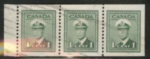 CANADA Scott 249c used 1942 1c booklet pane CV$5