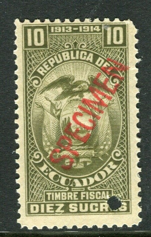 ECUADOR; Early 1900s fine Fiscal issue Mint MNH unmounted SPECIMEN 10s. 