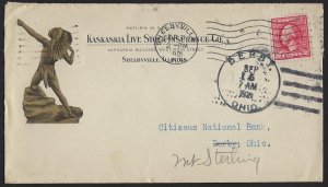 US 1921 SHELBYVILLE ILL ADVERTISING KASKASKIA LIVE STOCK INS CO TO DERBY OHIO