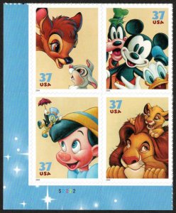 USA Sc. 3868a 37c Disney - Friendship 2004 MNH plate block