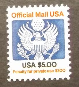 # O133, $5 Great Seal, Official Mail - Disturbed Gum (4665d)