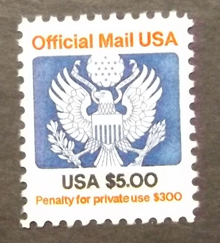# O133, $5 Great Seal, Official Mail - Disturbed Gum (4665d)
