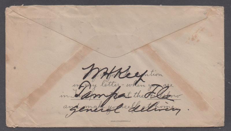 **US 20th Century Advertising Cover, Tampa, FL, 12/12/1924, Hillsboro Hotel