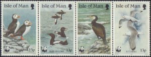 Great Britain Isle of Man #402a, Complete Set, Strip of 4, 1989, Birds, World...