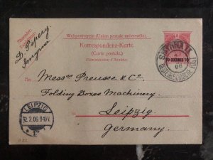 1906 Smyrna Tripolitania Austria Agencies Ps Postcard Cover to Leipzig Germany