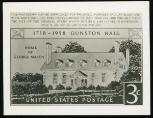 USA #1108 Gunston Hall Issue A555 Photo Essay BW 3x4 Publicity Card