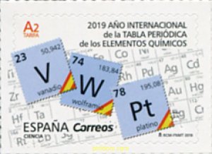597580 MNH ESPAÑA 2019 AÑO INTERNACIONAL TABLA PERIÓDICA ELEMENTOS QUIMICOS