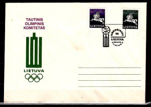 Lithuania, 1992 Agency issue. Olympic Basketball Postal Envelope. First day. ^