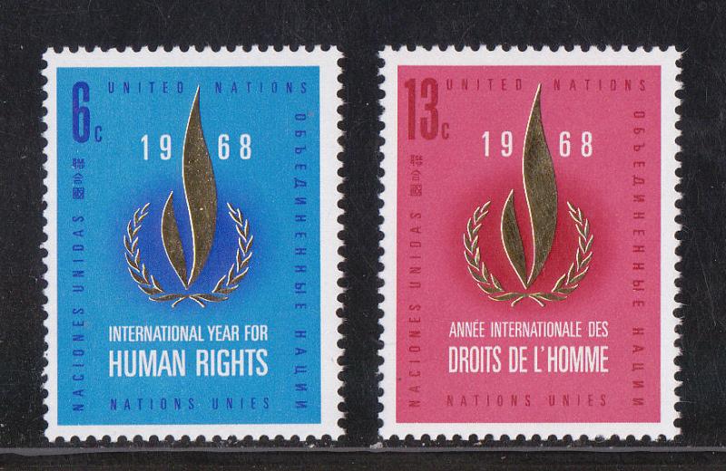 UN - NY # 190-191, Human Rights Flame, Mint NH, 1/2 Cat.