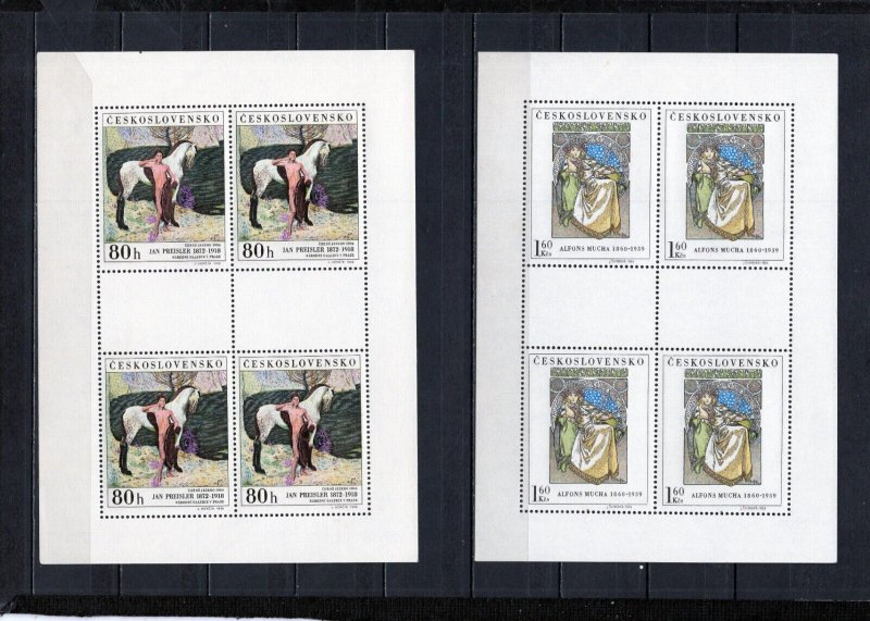 CZECHOSLOVAKIA 1968 PAINTINGS SET OF 5 SHEETS OF 4 STAMPS MNH