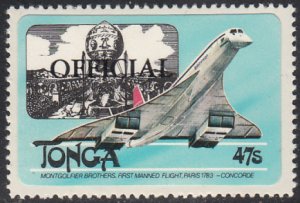 Tonga 1983 MH Sc #O70 OFFICIAL handstamp on 47s Hot air balloon, Concorde
