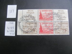 GERMANY 1938 USED  MI. W128,132  BOOKLET PANE 42 EUROS (127) SEE MY STORE