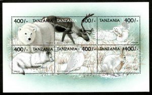 Tanzania 2000 - Mother Nature, Snow Animals - Sheet of 6v - Scott 2012 - MNH