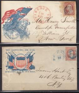 ​USA - 3c Franklin as single franking on covers - (1392)