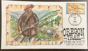 2747 Collins Hand Painted cachet Oregon Trail - The Scout FDC 1993