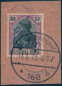 Germany WWI Libau Latvia Ob Ost Mi 6Ba 50pf Germania Overprint 83482