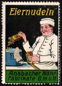 Vintage Germany Poster Stamp Egg Noodles Ansbacher Nähr-Factory G.M.B.H.