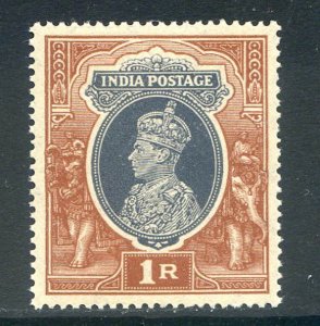 India 1r Grey & Red Brown SG259 Mounted Mint