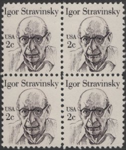 SC#1845 2¢ Igor Stravinsky Block of Four (1982) MNH