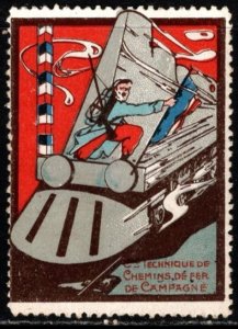 1914 WW One France Delandre Poster Stamp Country Railway Technique