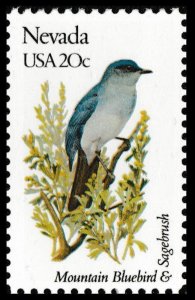 1980A Nevada Birds and Flowers MNH single bullseye perf 11.25 x 11