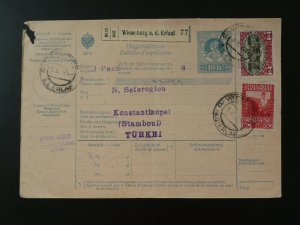 expedition receipt postal stationery Wiesenburg Austria to Ottoman Empire 1916