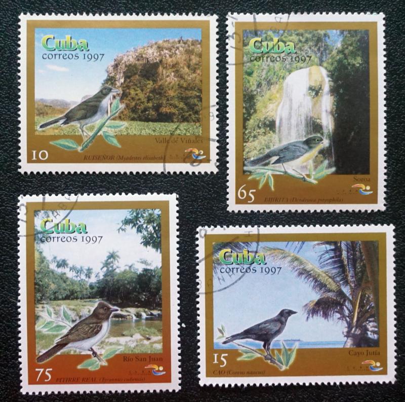 CUBA Sc# 3861-3864 PINAR DEL RIO BIRDS Complete set of 4 1997 used / cancelled