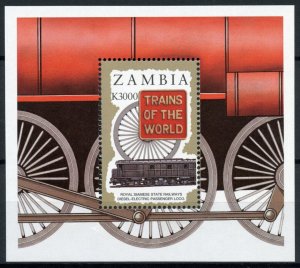 Trains Railways Stamps Zambia 1997 MNH Trains of World Locomotives 1v S/S I