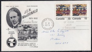 Canada Scott 617 Pair Rose Craft FDC - J. E. H. MacDonald