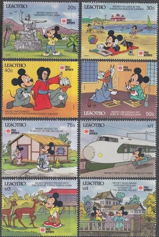 LESOTHO # 807-14 DISNEY STAMPS ISSUED for JAPANESE INT'L STAMP EXHIBITION 1991