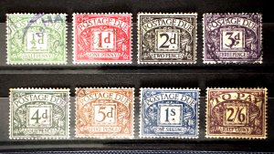 GB 1937-38 Postage Due Set of 8V wmk G vi R USED SG#D27-D33 GB6581