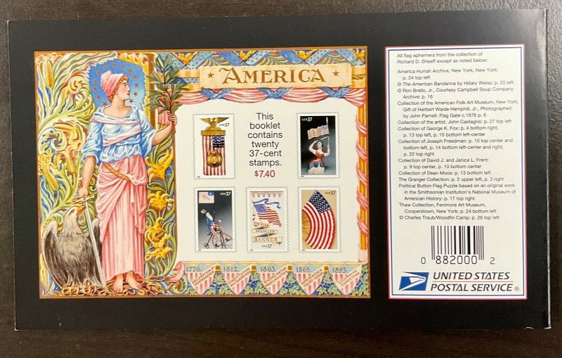 #3780b Mint OLD GLORY SOUVENIR BOOKLET Contains 20 37 c stamps FV $7.40   2003