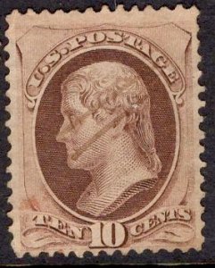 US Stamp #150 10c Brown Jefferson USED SCV $35