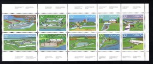 992a, Scott, pane of 10 different (983-992)(BK86), MNH,  Canadian Forts, Canada